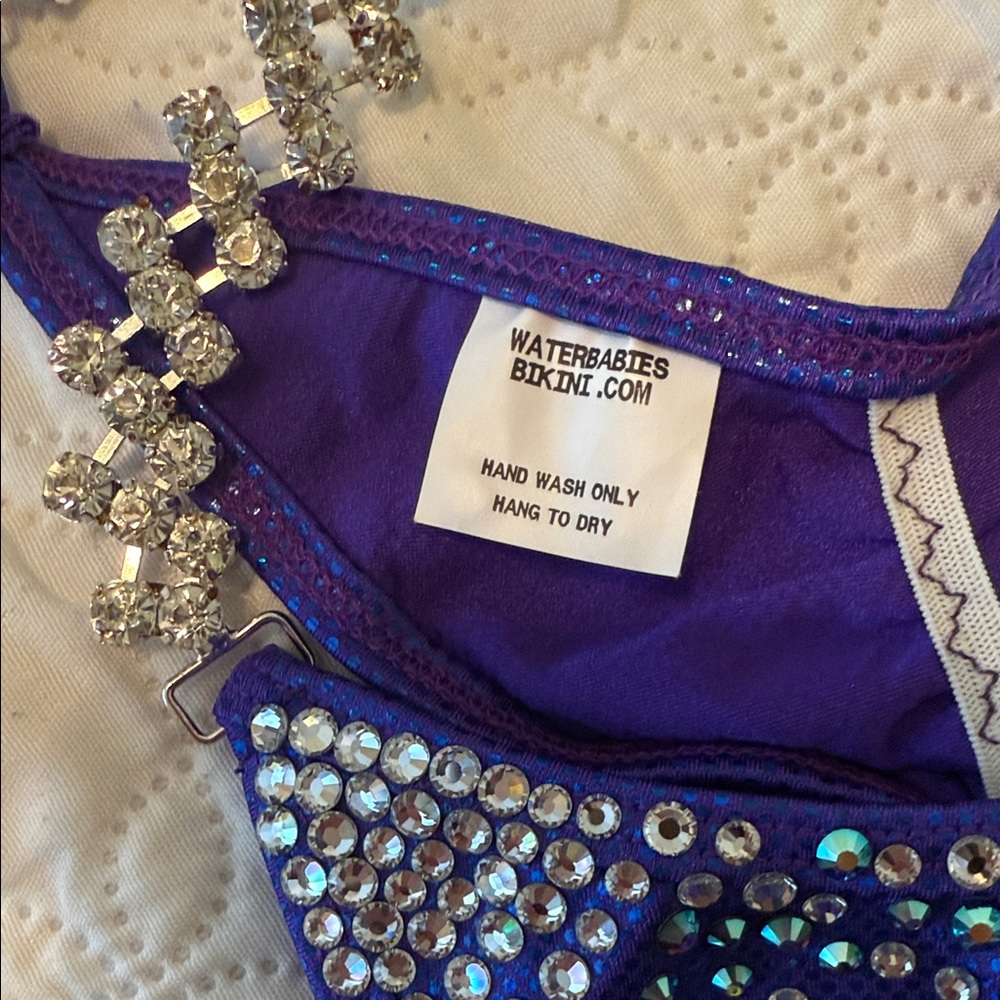 Blue Rhinestone Competition Bikini Set - Picture 2 of 7